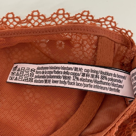 Victoria’s Secret Burnt Orange Flowered Lace Boho Triangle Halter Bralette - Picture 13 of 16